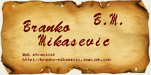 Branko Mikašević vizit kartica